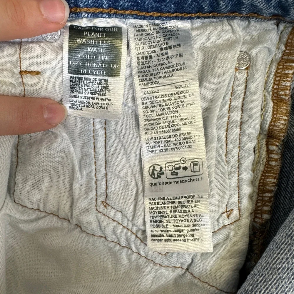 Levis 501 Original High Waisted Denim Shorts Blue Medium Wash Button Fly Size 24